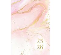 agenda Fille Pastel: Marbre | Une Page par Jour | 12x17 cm | enfant, adolescent, étudiant | Ecole, Collège, Lycée, Université | Organisateur ... | Blanc Rose Doré Or | Pour les devoirs