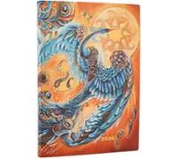 Paperblanks | 2026 Pájaro de Cielo | Aves de la Felicidad | 12 Meses Flexis | Midi | Apaisado | Cierre con Banda Elástica | 176 Pg | 100 GSM