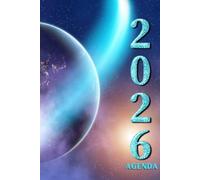 Agenda giornaliera A5: Pianificatore con orari , 12 mesi da gennaio a dicembre, una pagina per giorno anche nel fine settimana , con 365 frasi motivazionali e calendario mensile . Tema universo