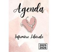 agenda infirmière libérale 2025 2026: Du 01 Septembre au 31 Août, Organisateur de tournées, 1 page par jour avec bilan chaque fin du mois, 386 pages en noir et blanc, Grand format.