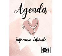 agenda infirmière libérale 2026 2027: Du 01 Septembre au 31 Août, Organisateur de tournées, 1 page par jour avec bilan chaque fin du mois, 386 pages en noir et blanc, Grand format.