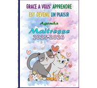 Agenda Maitresse 2025-2026 A4: Organisateur de Classe Hebdomadaire et Mensuel et Planificateur de Leçons, Suivi de Notes | Couverture pour les Amoureux des Chats