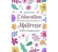 Agenda Maitresse 2025 2026 A5: Cadeau fin d'année maîtresse | Crèche, école maternelle et primaire