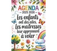 AGENDA MAITRESSE: 2025 2026 Vertical avec horaires de 7h00 à 20h00 | Cadeau Maitresse D'école