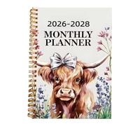 Agenda mensual 2026 2027 2028, bloc de notas portátil con 50 páginas, cuaderno de agendas, diseño bovino, para adultos, escuela, hogar, , Navidad, cumpleaños