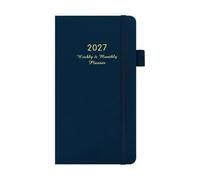 Agenda Mensual 2027 17,8 x 9,9 cm Portátil Enero-Diciembre Diario | Cuaderno de Bolsillo 2027 Para Profesores, Compañeros, Amigos, Miembros de la Familia, Hogar, Aula, Oficina, Azul