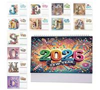 Agenda mensual de 2026 - Decoración de mesa con diamantes de imitación, calendario 2026, planificador mensual, decoración de casa para apartamento oficina, aula, organización