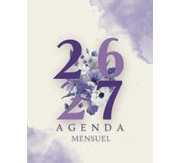 Agenda Mensuel 2026-2027 deux ans: Planificateur 24 Mois, Du 1 janvier 2026 jusqu'a le 31 Décember 2027, |Théme: fleurs violette |
