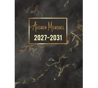 Agenda Mensuel 2027-2031 cinq ans: Planificateur 60 Mois, Du 1 janvier 2027 jusqu'a le 31 Décember 2031, |Théme: Noir et Doré |