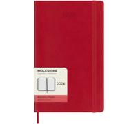 Moleskine Agenda Diaria, Agenda Diaria 2026 12 Meses, Con Tapa Blanda y Cierre Elástico, Formato Grande 13x21, Color Rojo