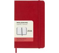 Agenda Moleskine 2026 Diaria Pocket Rojo Escarlata Tapa Dura