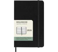 Moleskine Weekly Planner, Agenda Semanal Vertical 2026 12 Meses, Tapa Dura y Cierre Elástico, Color Negro, Formato Pocket 9x14 cm
