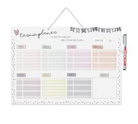 Agenda para colgar, diseño de confeti, con bolígrafo, DIN A3, planificador semanal, planificador de tareas, pizarra blanca, para niñas, lavable y reescribible, dv936