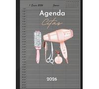 Agenda Peluquería 2026: Libro de Citas para Peluqueria con Fecha y por Horas, Dia por Pagina 4 Empleados | Intervalo de 30 Minutos de 7:00 a 22:30 (4 Columnas) y Calendario de Mes Corriente A4