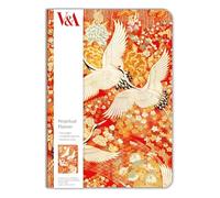Agenda perpetua, 148 x 210 mm, diseño oriental de grullas kimono, museo V&A, papelería artística, diario sin fecha