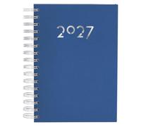 Agenda personalizada 2027, página día, tamaño A5, personalizada con tu nombre, logo de empresa para el 2027, agenda para organizar tus días,de anillas con cubierta extra rígida (Azul)