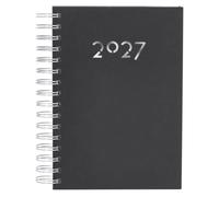 Agenda personalizada 2027, página día, tamaño A5, personalizada con tu nombre, logo de empresa para el 2027, agenda para organizar tus días, de anillas con cubierta extra rígida (Negra)