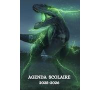 AGENDA SCOLAIRE 2025-2026 DINOSAURE: T-REX | Organisateur journalier pour filles et garçons| Deux jours par page| Etudiant, Collège et Lycée | format a5