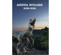 AGENDA SCOLAIRE 2025-2026 DINOSAURE: T-REX | Organisateur journalier pour filles et garçons| Deux jours par page| Etudiant, Collège et Lycée | format a5