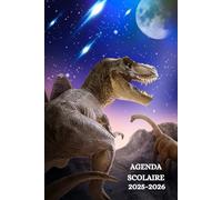 AGENDA SCOLAIRE 2025-2026 DINOSAURE: T-REX | Organisateur journalier pour filles et garçons| Deux jours par page| Etudiant, Collège et Lycée | format a5