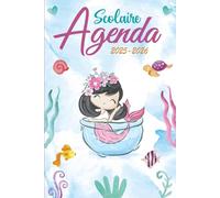 Agenda Scolaire 2025 2026 Fille: Sirène Kawaii avec des Fleurs Souple Pratique avec Beaucoup d'espace pour noter de Septembre à Juillet pour Etudiant de Primaire, Collège, Lycé, CP, CE1, CM1 et CM2