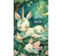 Agenda Scolaire 2025-2026, intérieur noir et blanc, Thème Licornes: 2 jours par page, parfait pour les élèves de Primaire, Collège et Lycée