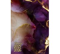 Agenda Scolaire 2025-2026: Marbre Doré & Encre Violette | Journalier (un jour par page) | 12x17 cm | Format standard | 300 pages | Sept 2025 - juil 2026 | Collège et Lycée | Mauve & or | Français