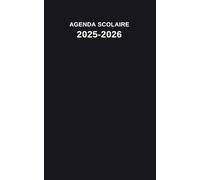 Agenda scolaire 2025 2026 Noir: A5 Planificateur 2 jours par page , Primaire College fille garcon francais Simple