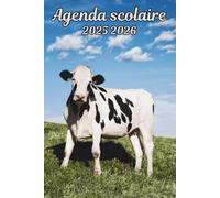 Agenda scolaire 2025 2026 Vache: Organisateur Scolaire , Une semaine sur 2 pages , Primaire, Collège, Lycée pour Fille et Garçon , Enfant , Adulte