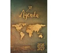 Agenda Scolaire 2026-2027: Carte du Monde Dorée | Journalier (une page par jour) | 12x17 cm | Format A5 | Sept 2026 - juil 2027 | Primaire, collège & lycée | Ado garçon & fille | Voyage