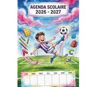 Agenda Scolaire 2026 2027 Football: Planificateur de Mission Quotidien avec Design Sportif Pelouse | Cahier de Textes pour Élève de Septembre à Juillet | Organisateur Match