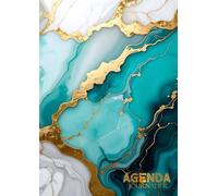 Agenda Scolaire 2026-2027: Journalier 1 Jour par Page | 12 x 17 cm | Pour Étudiants Collège, Lycée | Français | Couverture Marbré élégant Bleu Sarcelle , Blanc et Or