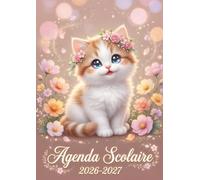 Agenda Scolaire 2026 2027 Kawaii Chat: Planificateur de Mission Quotidien avec Petit Félin Mignon | Cahier de Textes pour Élève de Septembre à Juillet | Organisateur Ronron