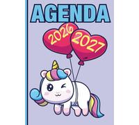 Agenda scolaire 2026 2027 licorne: année scolaire 2026-2027, couverture licorne kawai gamer , deux jours par page, Etudiant Collège et Lycée pour fille ou garçon