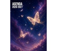 Agenda Scolaire 2026 2027: Papillons dans Ciel Etoilé | Bi-journalier (deux jours par page) | 15x21 cm | Format A5 | Sept 2026 - juil 2027 | Léger & pas cher | Etudiant | Collège et lycée | Fille ado