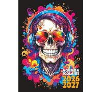 Agenda scolaire 2026 2027: Tête de mort électro DJ - Une page par jour en petit format 12x17 cm pour les élèves de CM1, CM2, collège et lycée