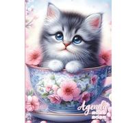 Agenda Scolaire: Chat, chaton Mignon, Fleurs de Cerisier | Journalier, une Page par Jour | 12 x 17 cm | De Septembre à Juillet | Pour Enfants, Fille, ... | Couverture Souple | Animal, Kawaii, Sakura