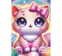 Agenda Scolaire Chat Kawaii avec Coloriage: Journalier, une Page par Jour | De septembre à juillet | 12 x 17 cm | Pour Ecole Primaire, Collège, ... Adolescent | Chaton, Animal mignon, Rose