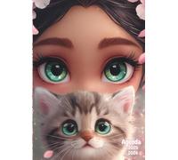 Agenda Scolaire Fille, Manga Animé, Chat, Kawai, Chibi: Journalier (une page par jour) | 12x17 cm | Primaire & collège | Enfant, Fille, Ado | Sakura, cerisier en fleur du Japon, Chaton mignon,