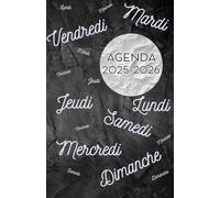 Agenda scolaire journalier 2025-2026-Jours de la semaine - Fond noir (12.85x19.84 cm) 1 page pour 2 jours