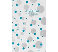 Agenda scolaire journalier 2025-2026-Pois Bleu turquoise, gris et blancs (12.85x19.84 cm) 1 page par jour