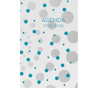 Agenda scolaire journalier 2025-2026-Pois Bleu turquoise, gris et blancs (13.34x20.32 cm) 1 page par jour