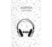 Agenda scolaire journalier 2025-2026-Thème Musique-Son-Casque (12.85x19.84 cm) 1 page pour 2 jours
