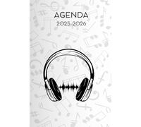 Agenda scolaire journalier 2025-2026-Thème Musique-Son-Casque (13.34x20.32 cm) 1 page par jour