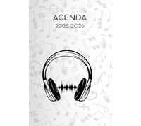 Agenda scolaire journalier 2025-2026- Thème Musique-Son-Casque(13.34x20.32cm) 1 page par jour