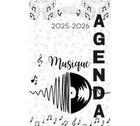 Agenda scolaire journalier 2025-2026-Thème Musique-Son-Vinyle (12.85x19.84 cm) 1 page pour 2 jours