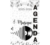 Agenda scolaire journalier 2025-2026-Thème Musique-Son-Vinyle (12.85x19.84 cm) 1 page pour 2 jours
