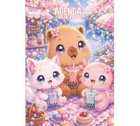 Agenda Scolaire: Kawaii, Chat, Capybara, Axolotl | Une page par jour, Journalier | De Septembre à Juillet | Pour Ecole Primaire, Collège, Lycée | ... Fans d'Animaux Mignons Kawaii, Manga Animé