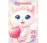 Agenda Scolaire Kawaii Chat: Journalier Une page par jour avec coloriages | Cute Mignon | 12x17 cm | enfant 7 ans, 8 ans, 10 ans | Primaire fille 2025 ... Chaton Rose Pastel Pomme d'amour arc en ciel
