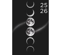 Agenda Scolaire Lune 2025 2026: Simple Planificateur A5 - 2 jours par page noir - Pour élèves du Primaire au Lycée Garcon et Fille - En français